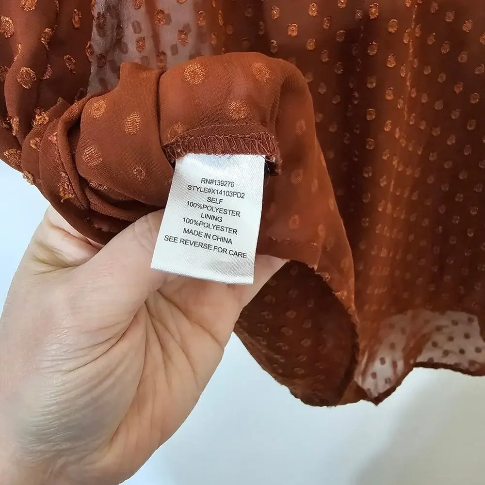 Daniel Rainn Rust Crochet Trim Sleevless Blouse - Picture 6 of 7